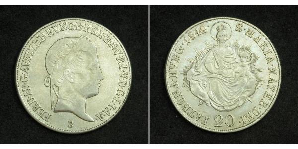 20 Крейцер Австрійська імперія (1804-1867) Срібло Ferdinand I of Austria (1793 - 1875)