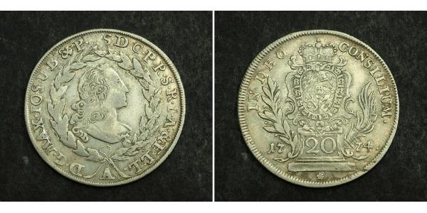 20 Крейцер Баварія (курфюрство) (1623 - 1806) Срібло Maximilian III Joseph, Elector of Bavaria (1727 – 1777)