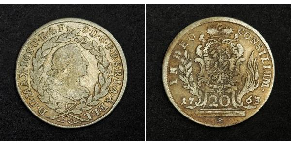 20 Крейцер Баварія (курфюрство) (1623 - 1806) Срібло Maximilian III Joseph, Elector of Bavaria (1727 – 1777)