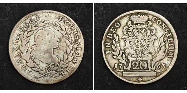 20 Крейцер Баварія (курфюрство) (1623 - 1806) Срібло Maximilian III Joseph, Elector of Bavaria (1727 – 1777)