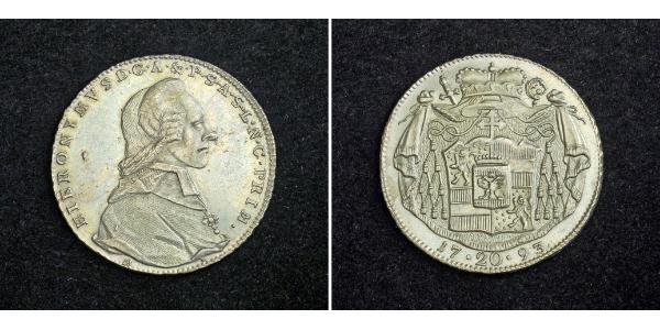 20 Крейцер Зальцбург Срібло Count Hieronymus von Colloredo (1732 - 1812)