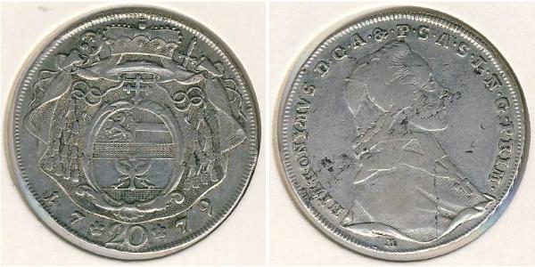 20 Крейцер Зальцбург Срібло Count Hieronymus von Colloredo (1732 - 1812)
