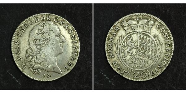 20 Крейцер Федеральні землі Німеччини Срібло Charles Theodore, Elector of Bavaria (1724 - 1799)
