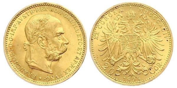 20 Крона Австро-Угорщина (1867-1918) Золото Франц Иосиф I (1830 - 1916)