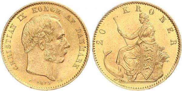 20 Крона Дания Золото Кристиан IX король Дании (1818-1906)