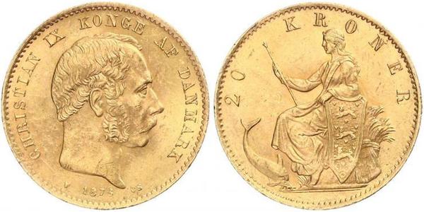 20 Крона Дания Золото Кристиан IX король Дании (1818-1906)