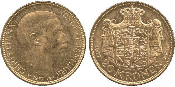 20 Крона Дания Золото Кристиан X (король Дании) (1870 - 1947)