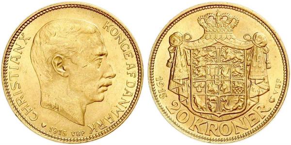 20 Крона Дания Золото Кристиан X (король Дании) (1870 - 1947)