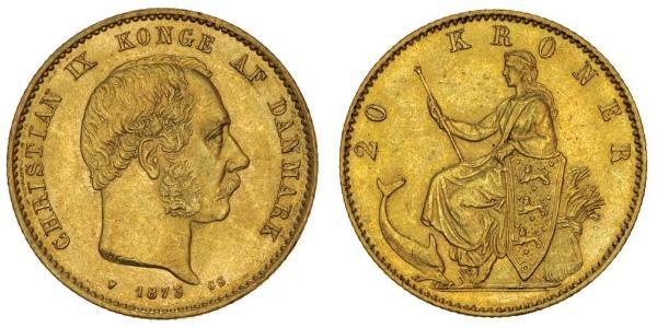 20 Крона Данія Золото Крістіан IX король Данії (1818-1906)