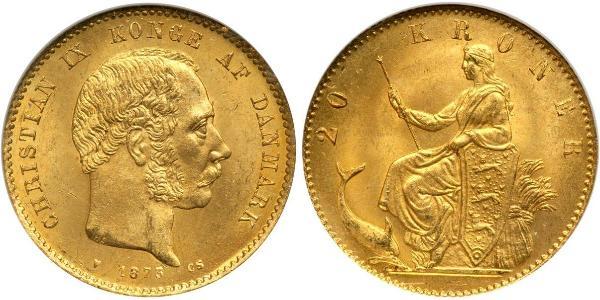 20 Крона Данія Золото Крістіан IX король Данії (1818-1906)