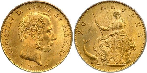 20 Крона Данія Золото Крістіан IX король Данії (1818-1906)