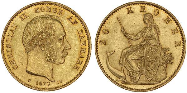 20 Крона Данія Золото Крістіан IX король Данії (1818-1906)