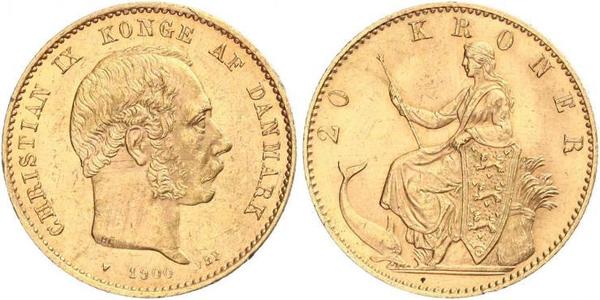 20 Крона Данія Золото Крістіан IX король Данії (1818-1906)