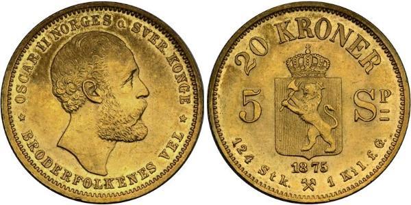 20 Крона Норвегія Золото Оскар II (1829-1907)