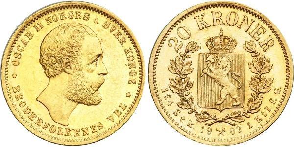 20 Крона Норвегія Золото Оскар II (1829-1907)