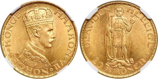 20 Крона Норвегія (1905 - ) Золото Хокон VII (1872 - 1957)