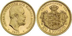 20 Крона Швеція Золото Оскар II (1829-1907)