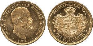 20 Крона Швеція Золото Оскар II (1829-1907)