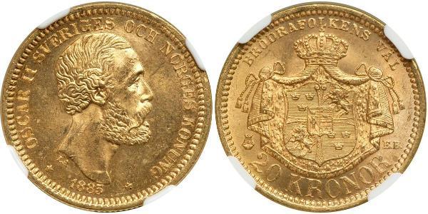 20 Крона Швеція Золото Оскар II (1829-1907)