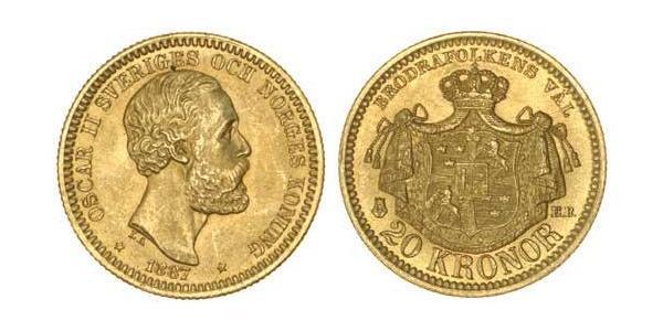 20 Крона Швеція Золото Оскар II (1829-1907)