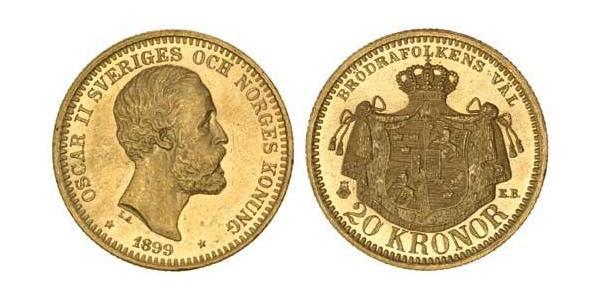 20 Крона Швеція Золото Оскар II (1829-1907)