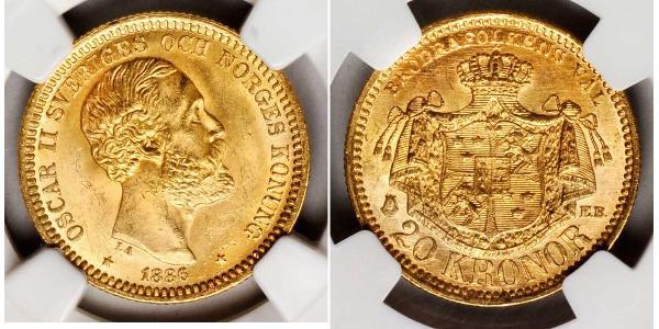 20 Крона Швеція Золото Оскар II (1829-1907)