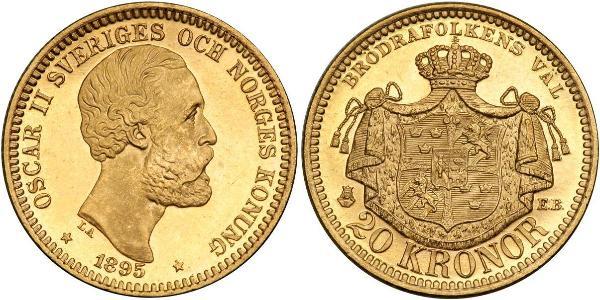 20 Крона Швеція Золото Оскар II (1829-1907)