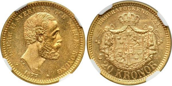 20 Крона Швеція Золото Оскар II (1829-1907)