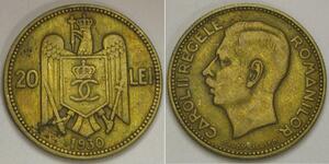 20 Лев Королевство Румыния (1881-1947) Никель/Латунь Carol II of Romania (1893 - 1953)