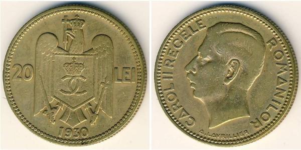 20 Лев Королевство Румыния (1881-1947) Никель/Латунь Carol II of Romania (1893 - 1953)