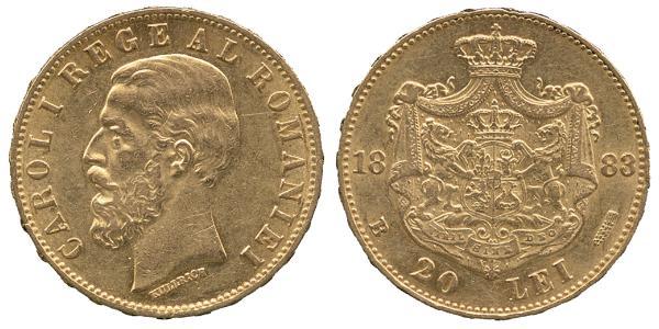 20 Лей Королівство Румунія (1881-1947) Золото Carol I of Romania (1839 - 1914)