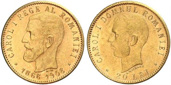 20 Лей Королівство Румунія (1881-1947) Золото Carol I of Romania (1839 - 1914)