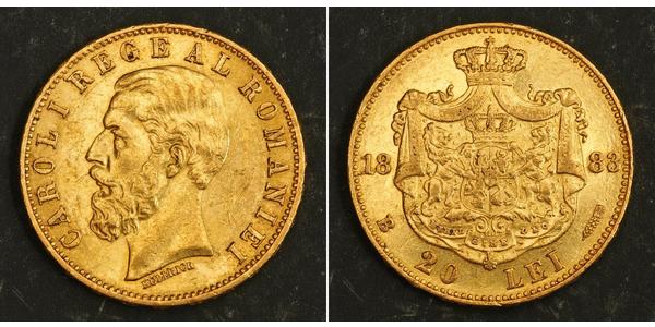 20 Лей Королівство Румунія (1881-1947) Золото Carol I of Romania (1839 - 1914)