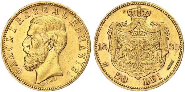 20 Лей Королівство Румунія (1881-1947) Золото Carol I of Romania (1839 - 1914)