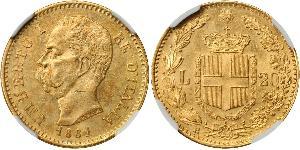 20 Лира Kingdom of Italy (1861-1946) Золото Умберто I (1844-1900)