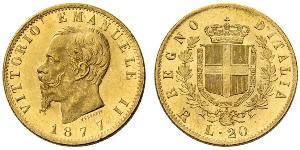 20 Лира Kingdom of Italy (1861-1946) Золото Victor Emmanuel II of Italy (1820 - 1878)