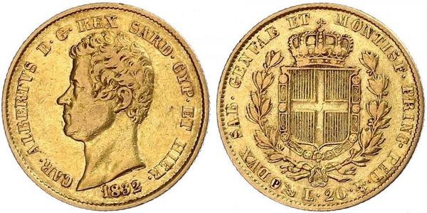 20 Лира Сардинское королевство (1324 - 1861) / Италия Золото Карл Альберт (1798 - 1849)