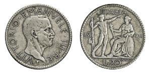 20 Лира Kingdom of Italy (1861-1946) Серебро Виктор Эммануил III (1869 - 1947)