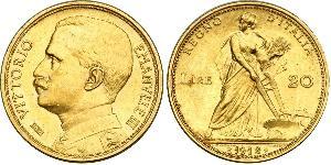 20 Ліра Kingdom of Italy (1861-1946) Золото Виктор Эммануил III (1869 - 1947)