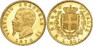 20 Ліра Kingdom of Italy (1861-1946) Золото Victor Emmanuel II of Italy (1820 - 1878)