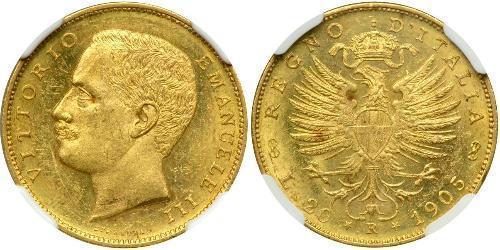 20 Ліра Kingdom of Italy (1861-1946) Золото Виктор Эммануил III (1869 - 1947)