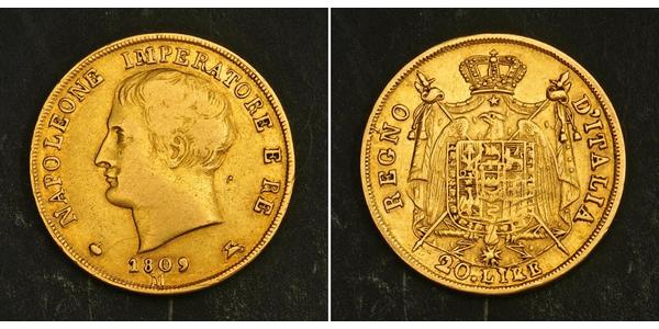 20 Ліра Королівство Італія (Наполеонівське) (1805–1814) Золото Наполеон I Бонапарт(1769 - 1821)