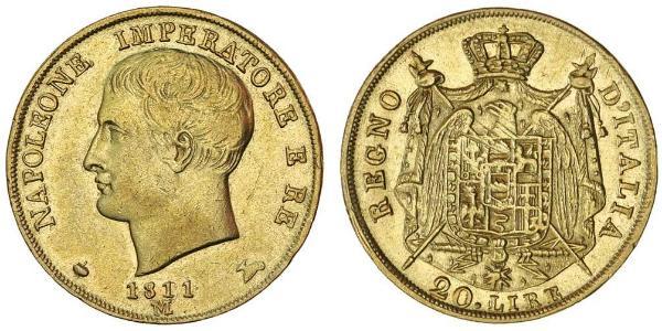 20 Ліра Королівство Італія (Наполеонівське) (1805–1814) Золото Наполеон I Бонапарт(1769 - 1821)