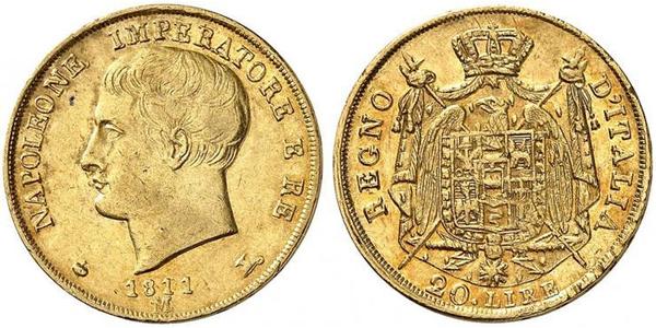 20 Ліра Королівство Італія (Наполеонівське) (1805–1814) Золото Наполеон I Бонапарт(1769 - 1821)