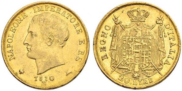 20 Ліра Королівство Італія (Наполеонівське) (1805–1814) Золото Наполеон I Бонапарт(1769 - 1821)