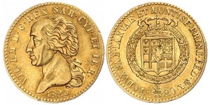20 Ліра Сардинське королівство (1324 - 1861) Золото Victor Emmanuel I of Sardinia