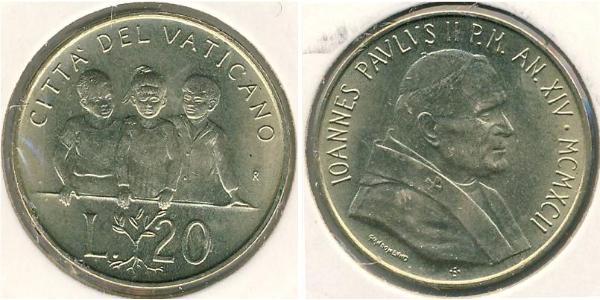 20 Ліра Ватікан (1926-) Латунь 