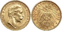 20 Mark Regno di Prussia (1701-1918) Oro Wilhelm II, German Emperor (1859-1941)
