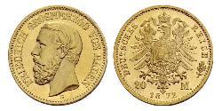 20 Марка Великое герцогство Баден (1806-1918) Золото Фридрих I (великий герцог Баденский) (1826 - 1907)