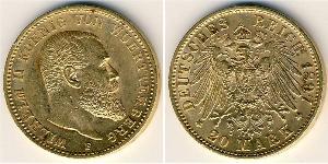 20 Марка Великое герцогство Баден (1806-1918) Золото 